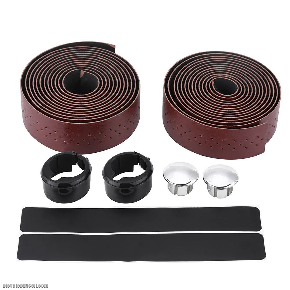 Brown Synthetic Leather Road Bike Handlebar Tape Bicycle Bar Tapes 2pcs Per Set
