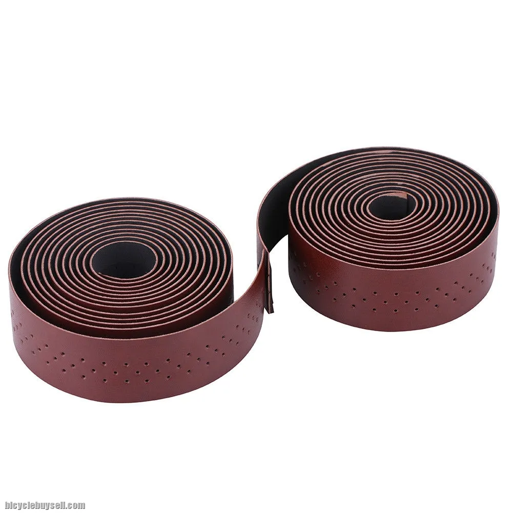Brown Synthetic Leather Road Bike Handlebar Tape Bicycle Bar Tapes 2pcs Per Set