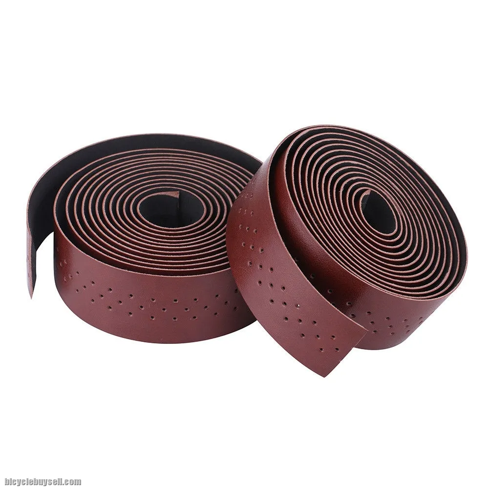 Brown Synthetic Leather Road Bike Handlebar Tape Bicycle Bar Tapes 2pcs Per Set