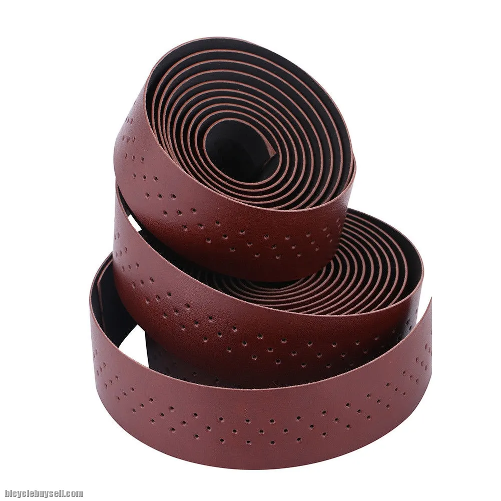 Brown Synthetic Leather Road Bike Handlebar Tape Bicycle Bar Tapes 2pcs Per Set