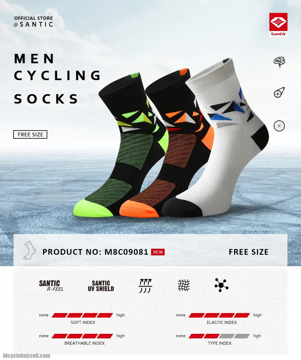 NEW Santic Cycling Socks Sport Elastic Antiseptic-3 Pairs