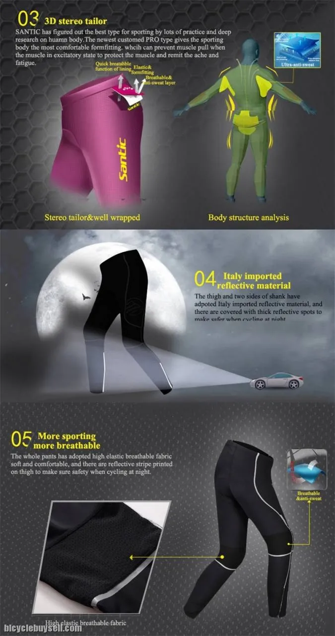 SANTIC Jack Men's Cycling Pants Compression Coolmax 4D Padded(Suitable for Long Distance)