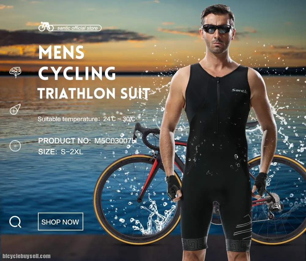 Santic Kirsi Men Sleeveless Triathlon Tri Suit 4D Pad for Swimming Running Cycling