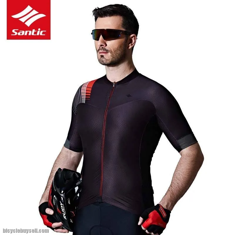 Santic Parker Men Short Sleeve Cycling Pro-fit Italian MITI TAVALOR Fabric Reflective Cycling Jesery