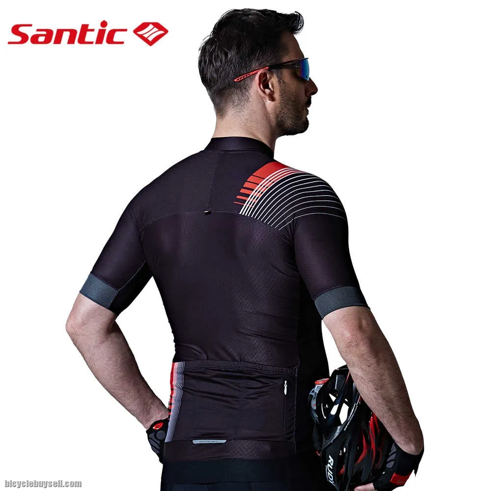 Santic Parker Men Short Sleeve Cycling Pro-fit Italian MITI TAVALOR Fabric Reflective Cycling Jesery