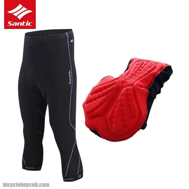 SANTIC GreyMark Men's 3/4 Length Cycling Pants 4D COOLMAX Padded