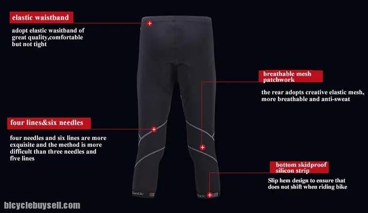 SANTIC GreyMark Men's 3/4 Length Cycling Pants 4D COOLMAX Padded