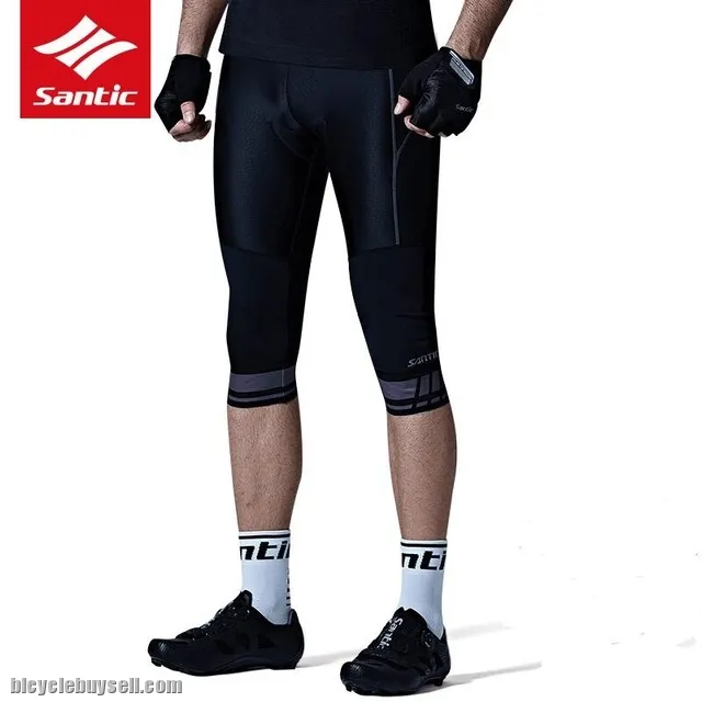 SANTIC GreyScale Men's 3/4 Length Cycling Pants 4D Anti Slip Padded