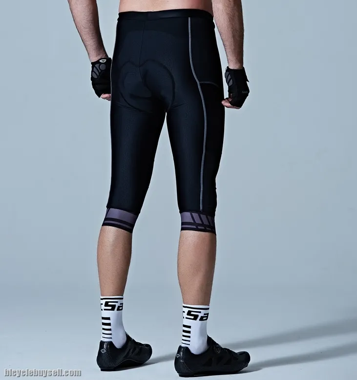 SANTIC GreyScale Men's 3/4 Length Cycling Pants 4D Anti Slip Padded