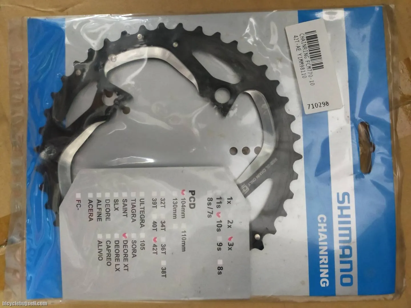 SHIMANO DEORE XT 42T 104BCD CHAINRING GENUINE PART GUARANTEED - LAST PIECE CLEARANCE