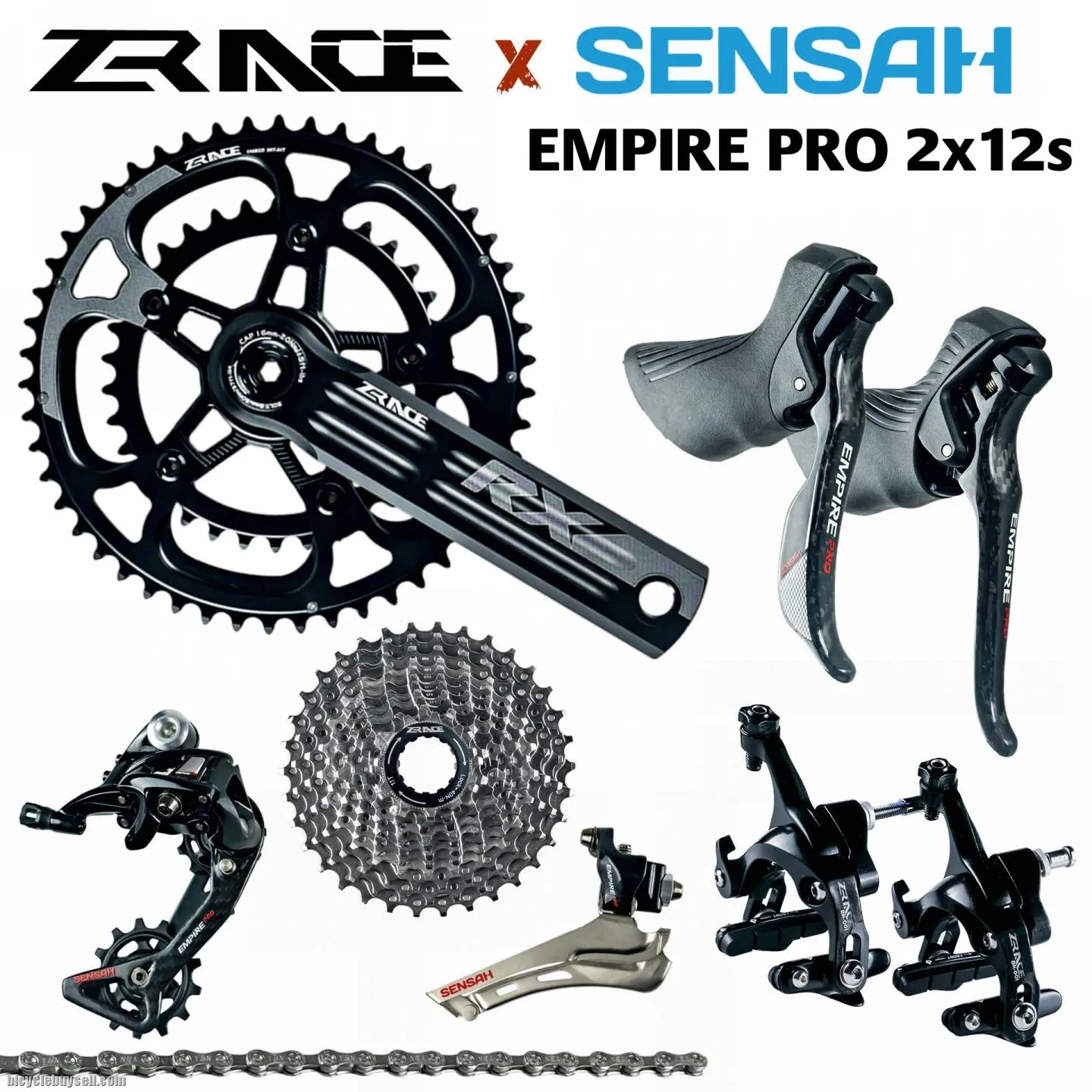 SENSAH EMPIRE PRO GROUPSET 2 x12s Speed Road Bike - 24s 12 Cassette/ SRAM Shifter/ RD/ FD/ Chain