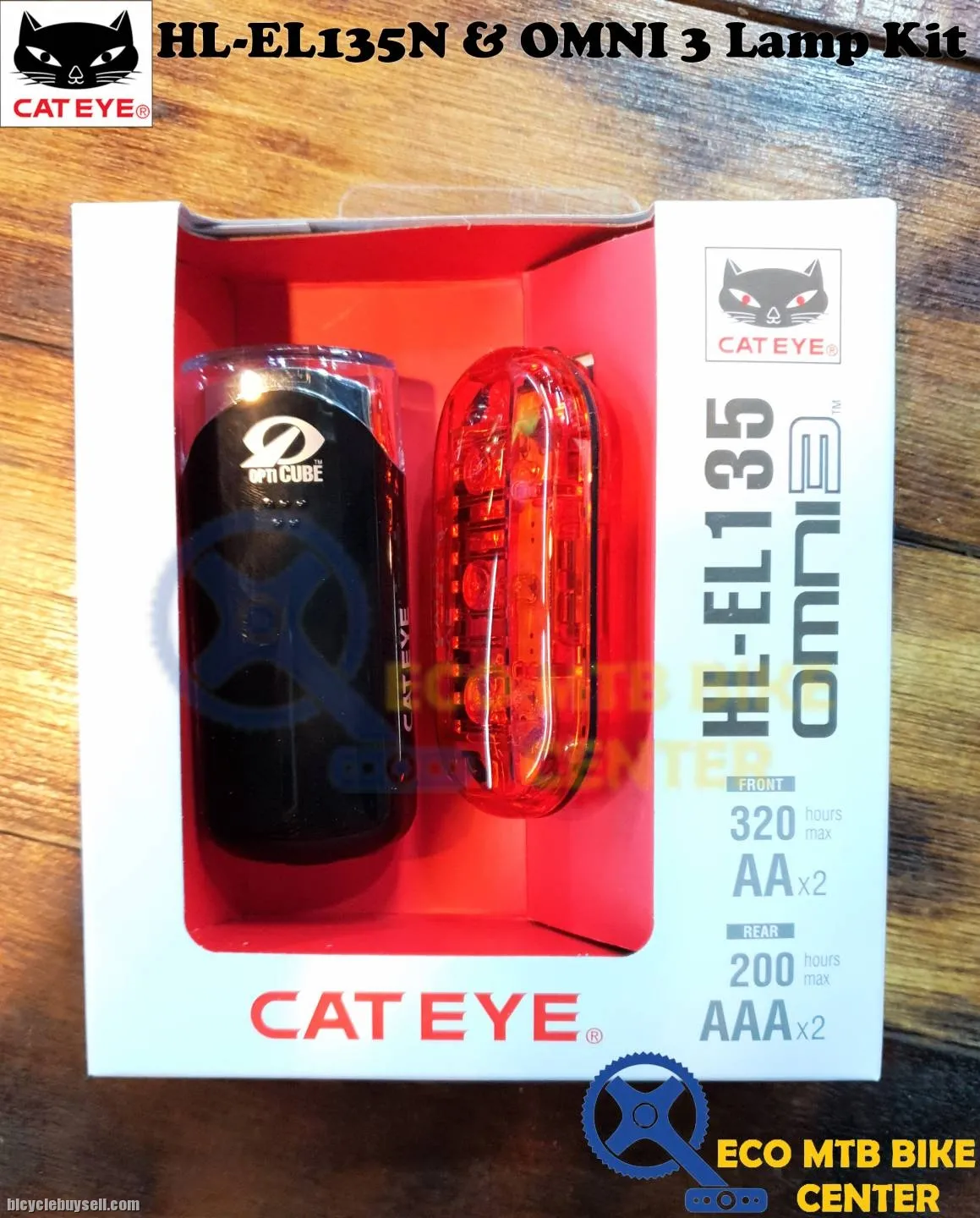 CAT EYE Light HL-EL135N &amp; OMNI 3 Lamp Kit (2 pc)