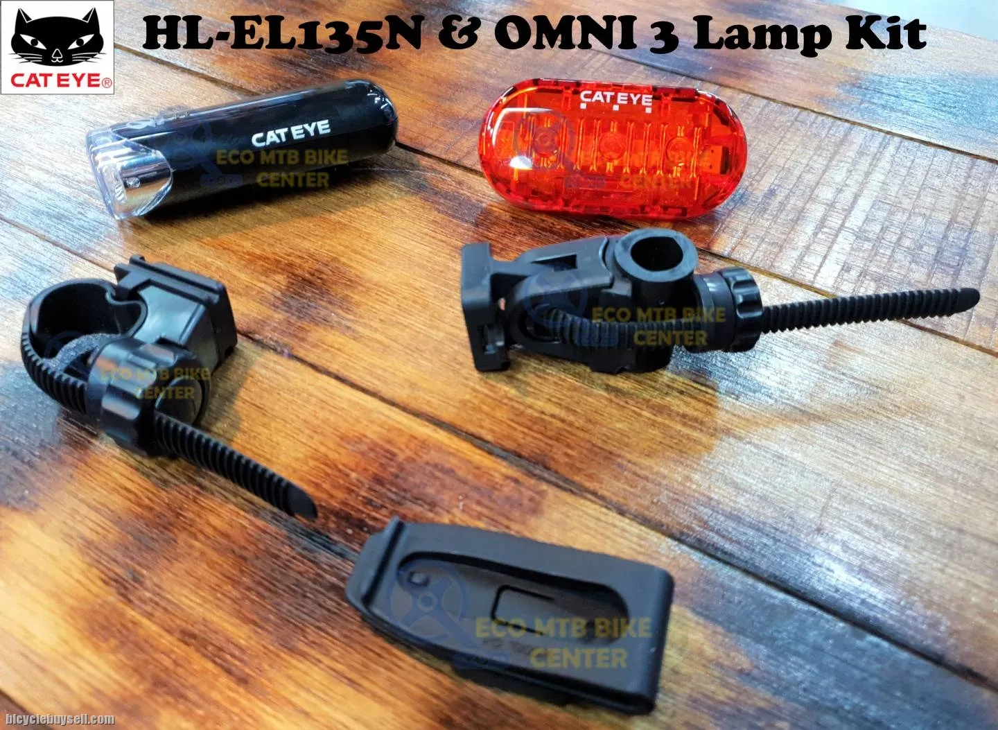 CAT EYE Light HL-EL135N &amp; OMNI 3 Lamp Kit (2 pc)