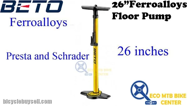 BETO 26" Ferroalloys Floor Pump Presta and Schrader (CMP-135SG5)