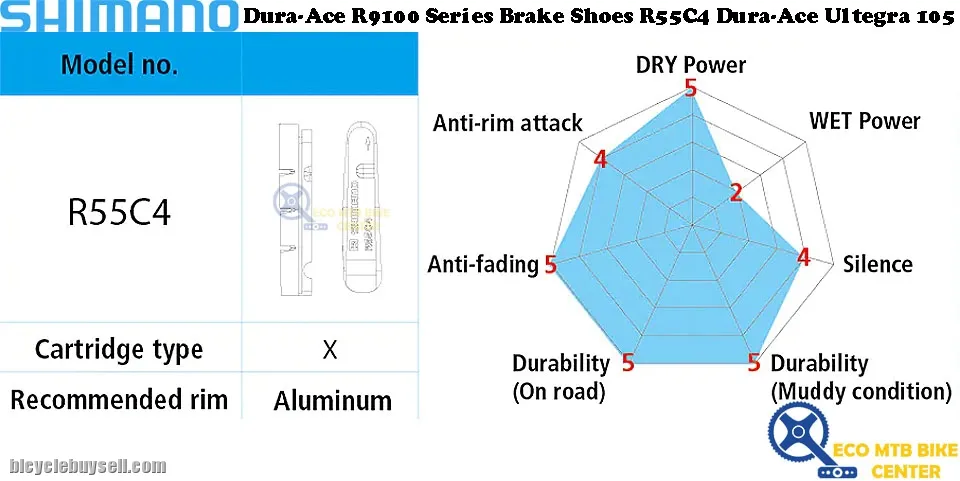 SHIMANO Dura-Ace R9100 Series Brake Shoes R55C4 Dura-Ace Ultegra 105