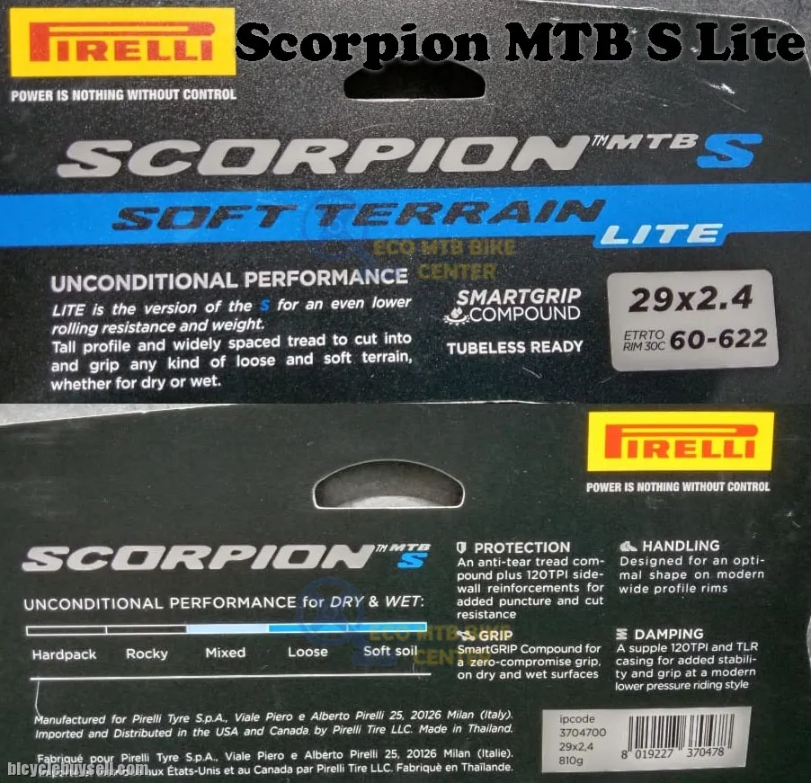PIRELLI MTB Tires Scorpion MTB S Lite 29x2.4 | Soft Terrain Lite | Tubeless Ready
