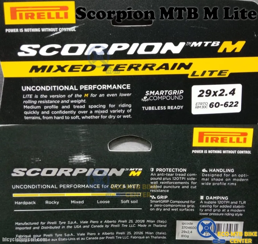 PIRELLI MTB Tires Scorpion MTB M Lite 29x2.4 | Mixed Terrain Lite | Tubeless Ready