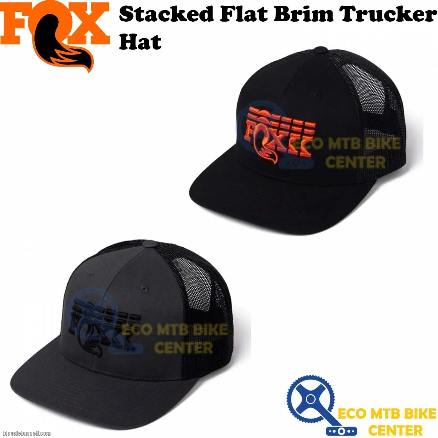 FOX Stacked Flat Brim Trucker Hat