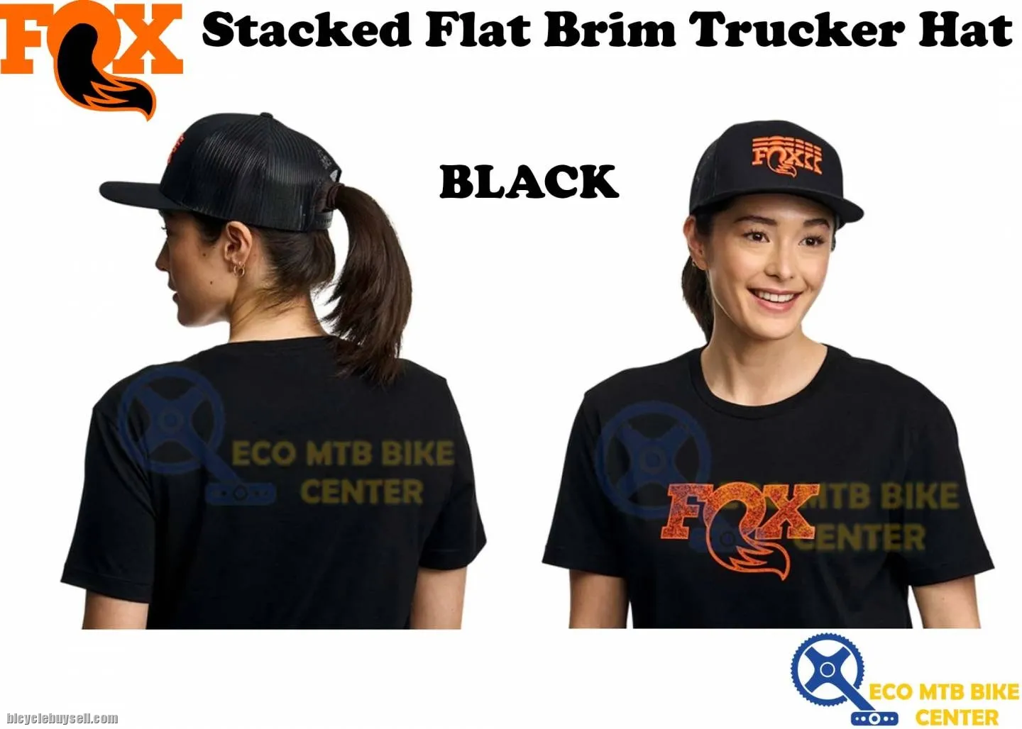 FOX Stacked Flat Brim Trucker Hat