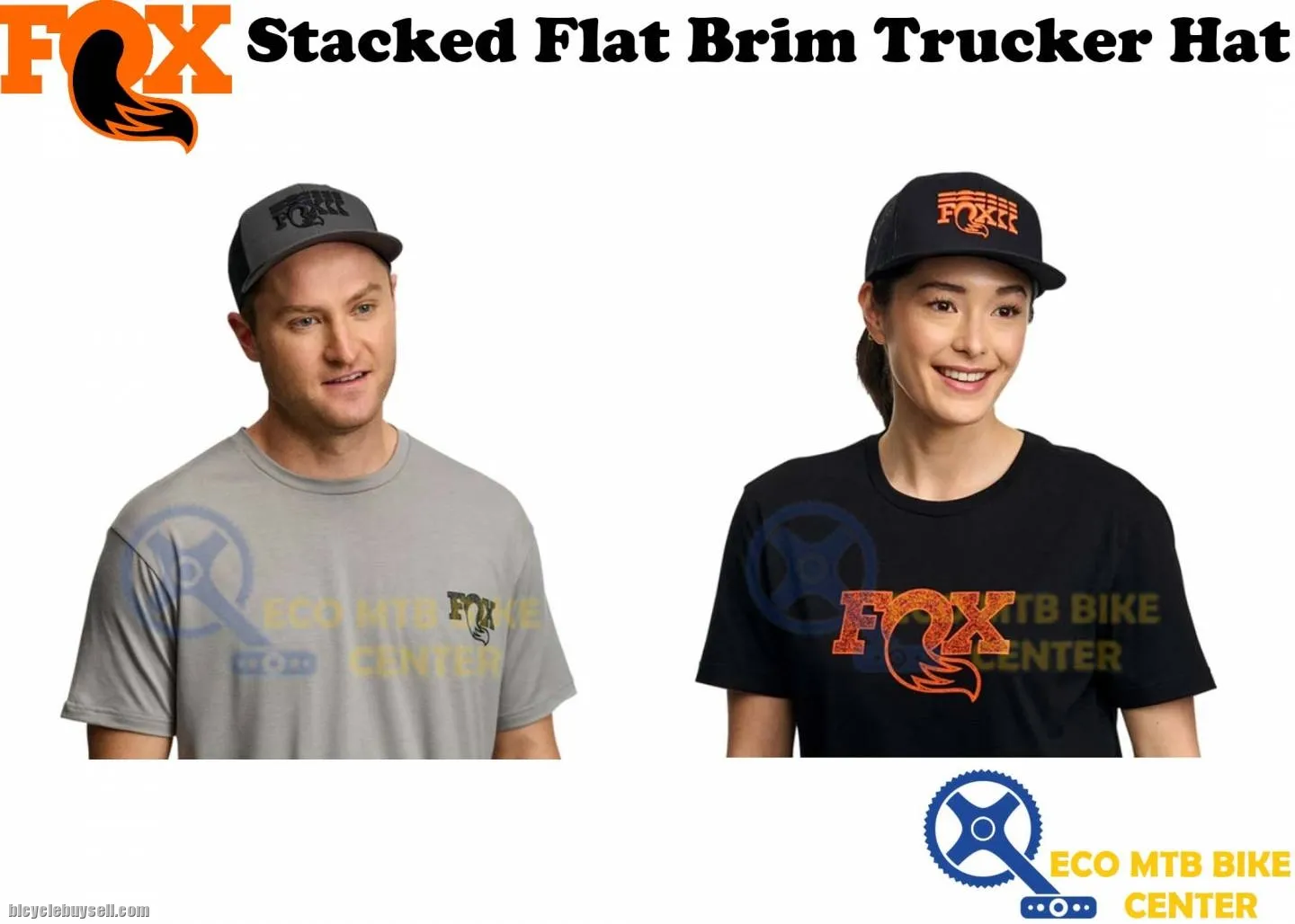 FOX Stacked Flat Brim Trucker Hat