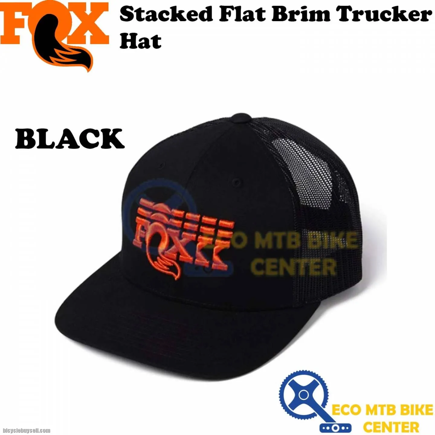 FOX Stacked Flat Brim Trucker Hat