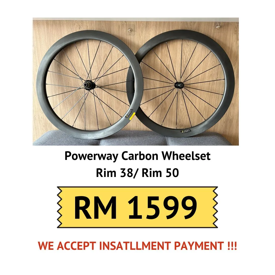 READY STOCK-Powerway Carbon Wheelset Ceramic Bearing 38mm/50mm
