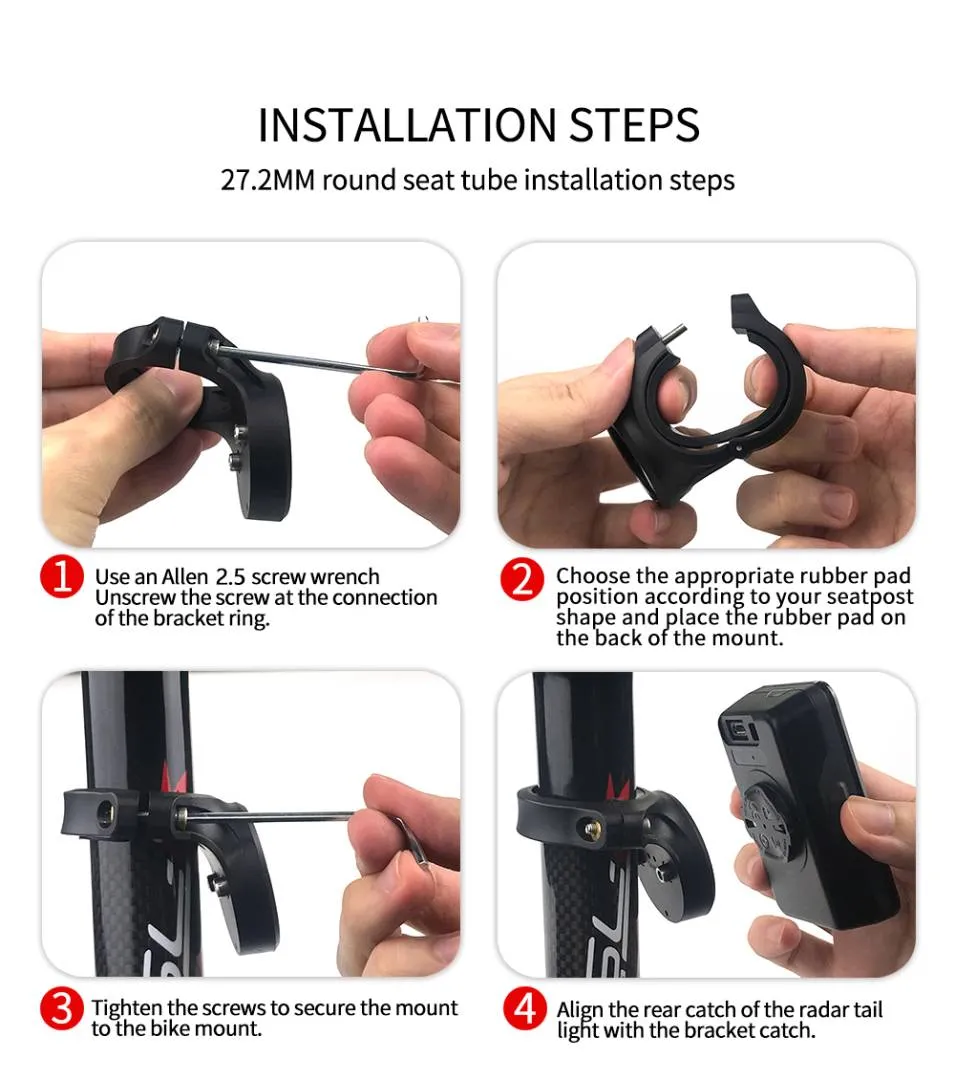 Bicycle Mount Bike Tail Light Seatpost Bracket Holder for Garmin Varia Radar Rearview