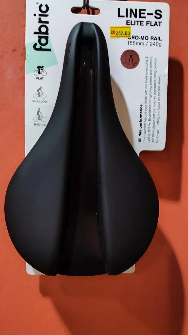 FABRIC Line-S Elite Flat Black CRO-MO Rail Saddle 155mm