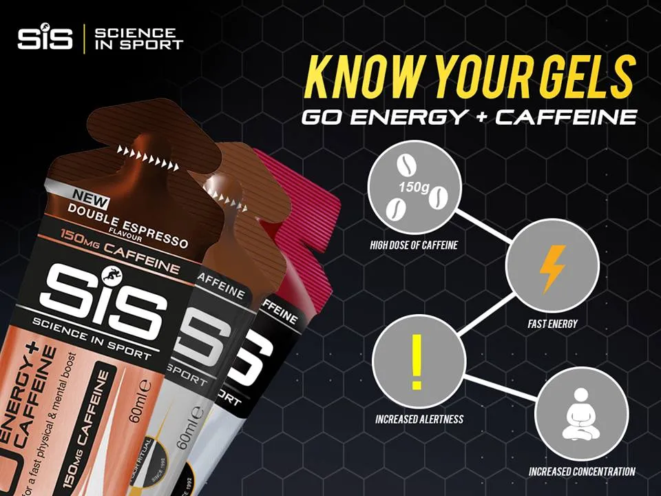 NEW STOCK SIS Science in Sport GO Energy + Caffeine Gel  60ml HALAL Cola Berry Double Espresso