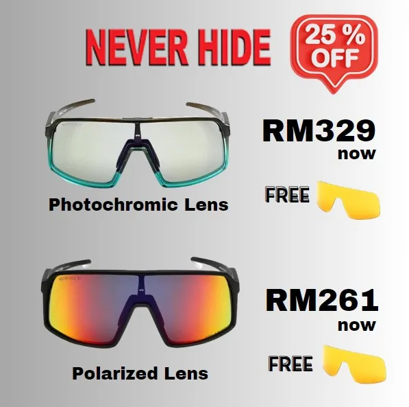 Never Hide Cycling Sunglasses Photochromic Lens / Polarized Lens