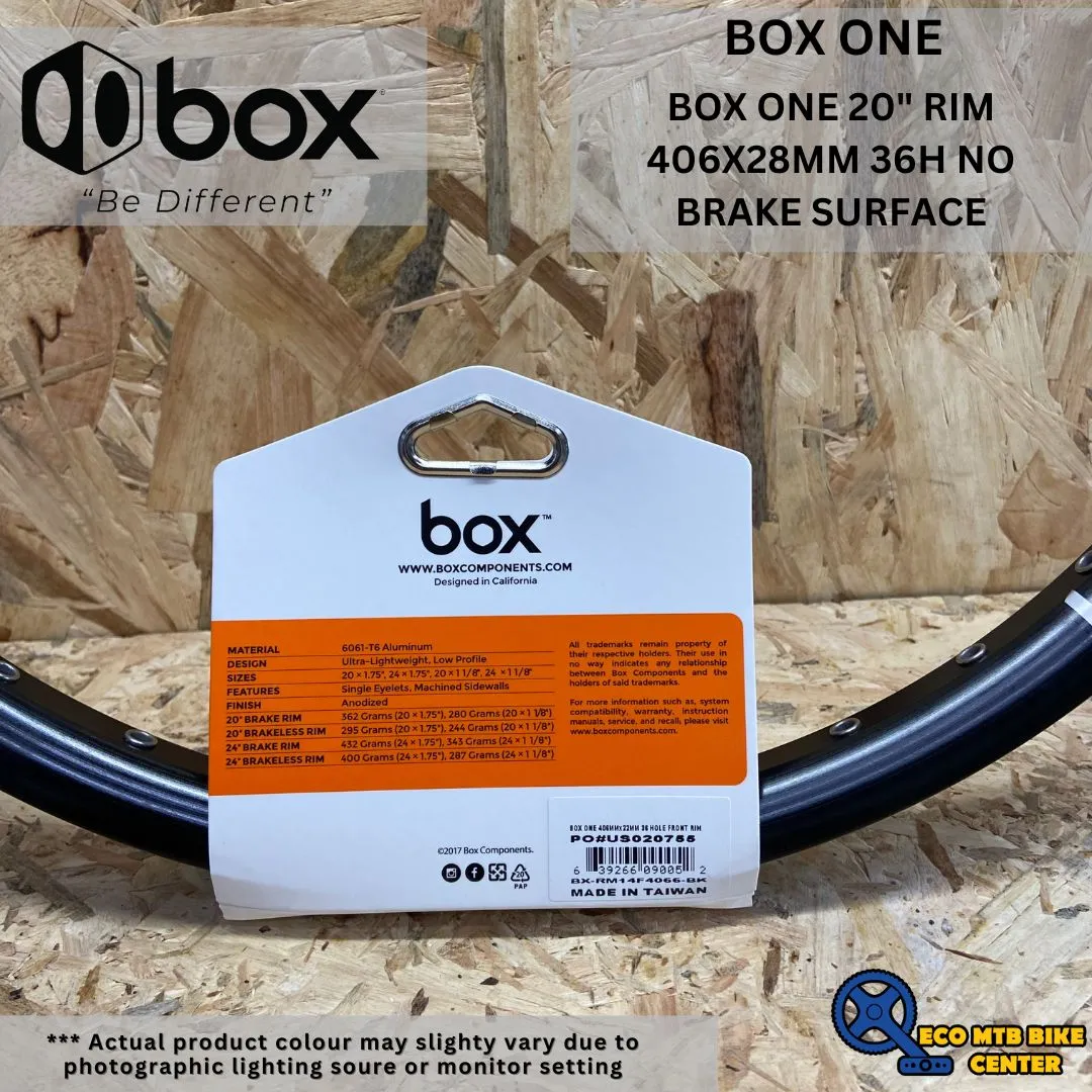 BOX COMPONENTS BOX ONE 20" RIM 406X28MM 36H NO BRAKE SURFACE (SELL IN PAIR)