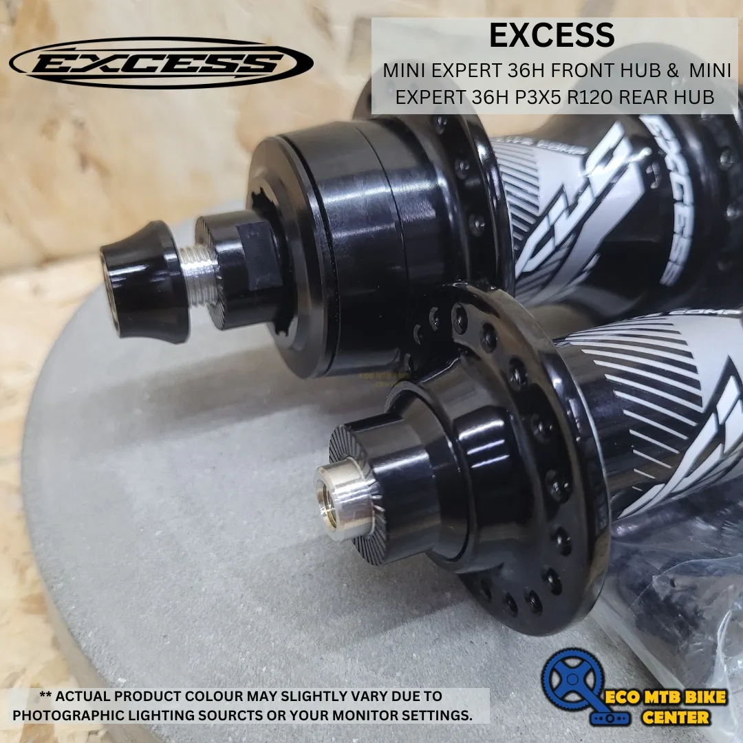 EXCESS MINI EXPERT 36H FRONT HUB &amp;  MINI EXPERT 36H P3X5 R120 REAR HUB (SET FR+REAR)