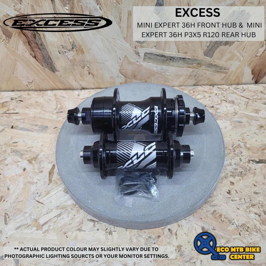 EXCESS MINI EXPERT 36H FRONT HUB &amp;  MINI EXPERT 36H P3X5 R120 REAR HUB (SET FR+REAR)