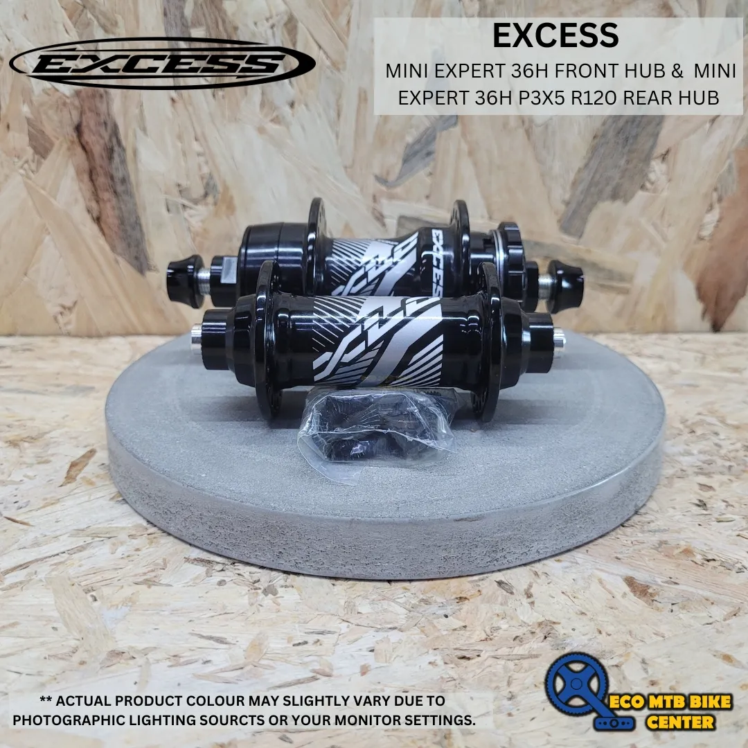 EXCESS MINI EXPERT 36H FRONT HUB &amp;  MINI EXPERT 36H P3X5 R120 REAR HUB (SET FR+REAR)