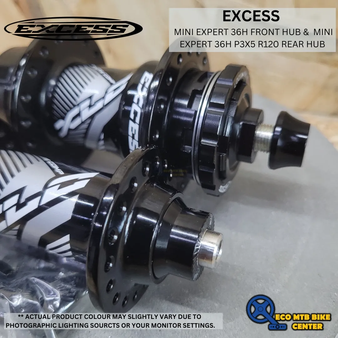 EXCESS MINI EXPERT 36H FRONT HUB &amp;  MINI EXPERT 36H P3X5 R120 REAR HUB (SET FR+REAR)