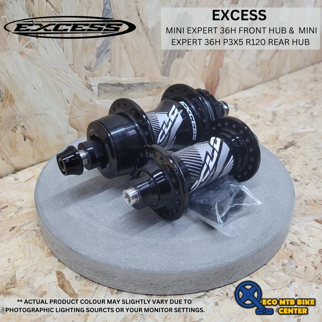 EXCESS MINI EXPERT 36H FRONT HUB &amp;  MINI EXPERT 36H P3X5 R120 REAR HUB (SET FR+REAR)