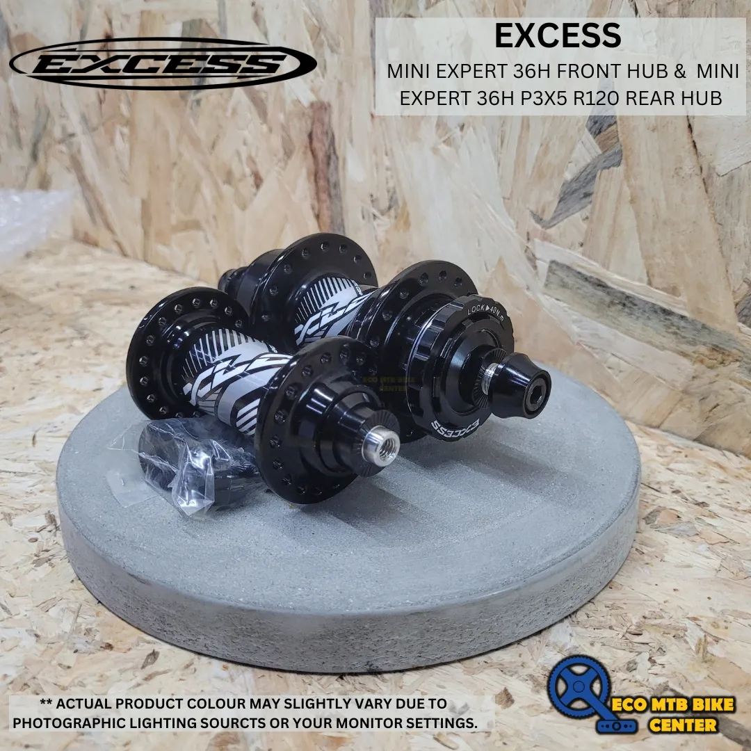 EXCESS MINI EXPERT 36H FRONT HUB &amp;  MINI EXPERT 36H P3X5 R120 REAR HUB (SET FR+REAR)