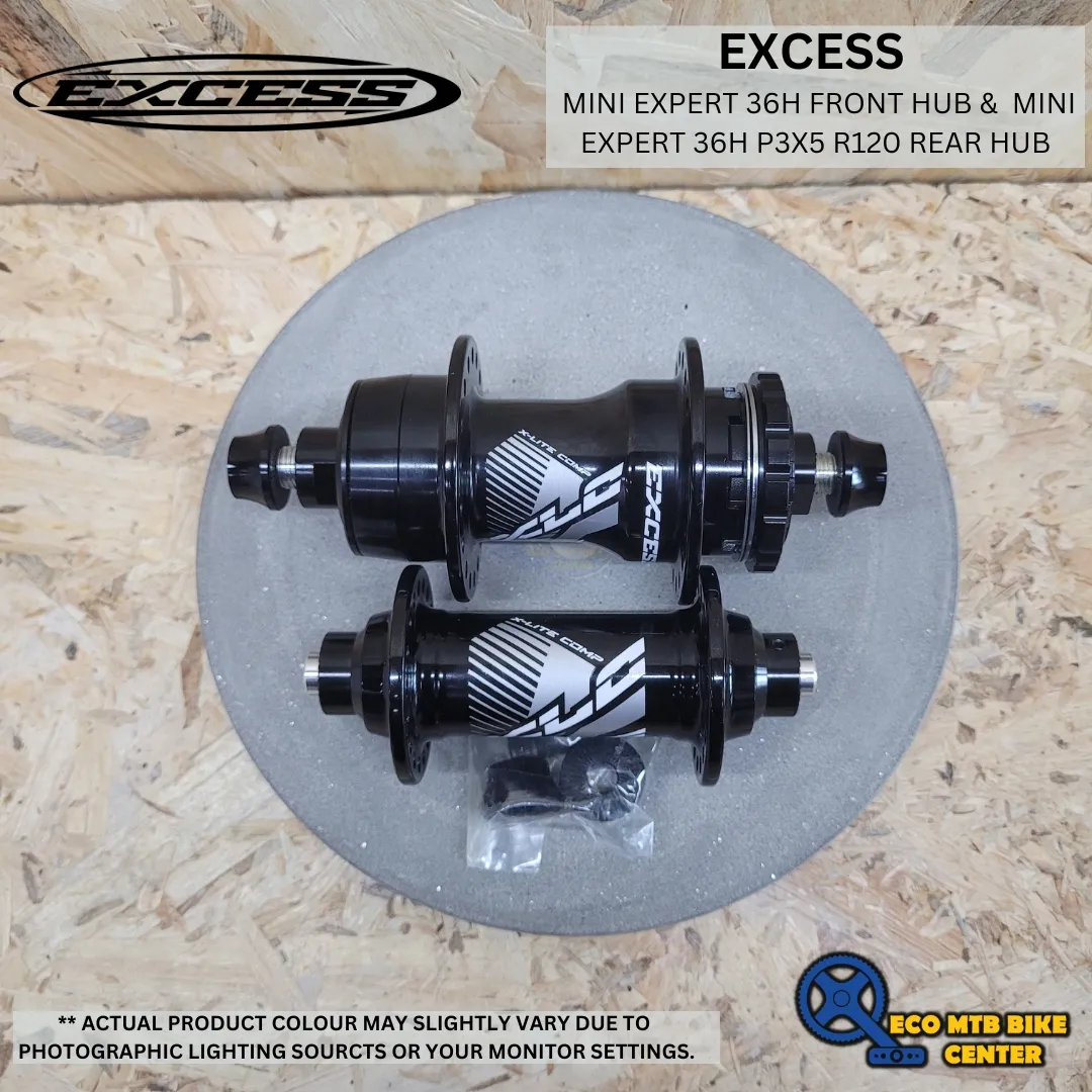 EXCESS MINI EXPERT 36H FRONT HUB &amp;  MINI EXPERT 36H P3X5 R120 REAR HUB (SET FR+REAR)