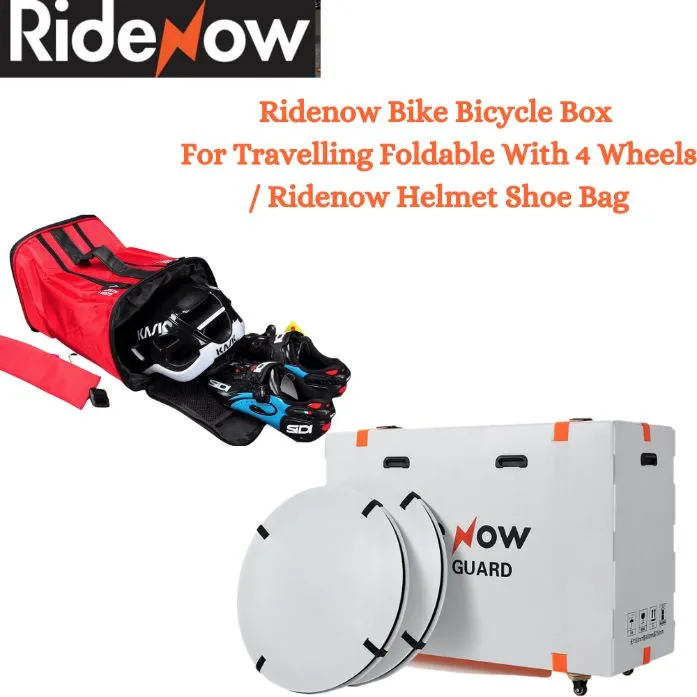 Ridenow Bike Bicycle Box for Travelling Foldable with 4 wheels / Ridenow helmet shoe bag