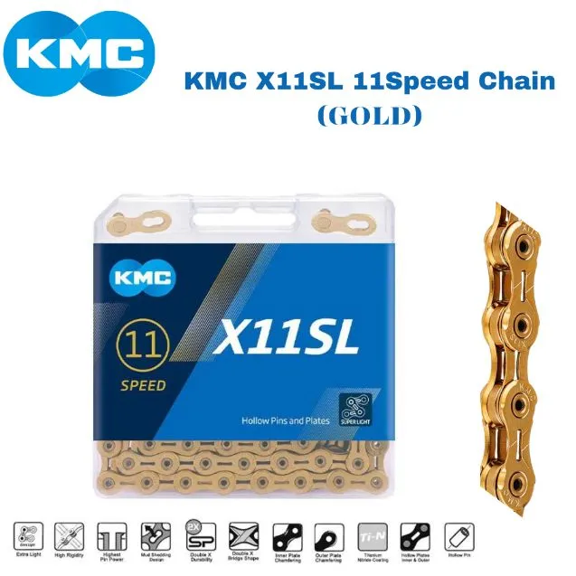 KMS 11Speed (X11EL/X11SL) Chain Full Hollow Gold/Silver