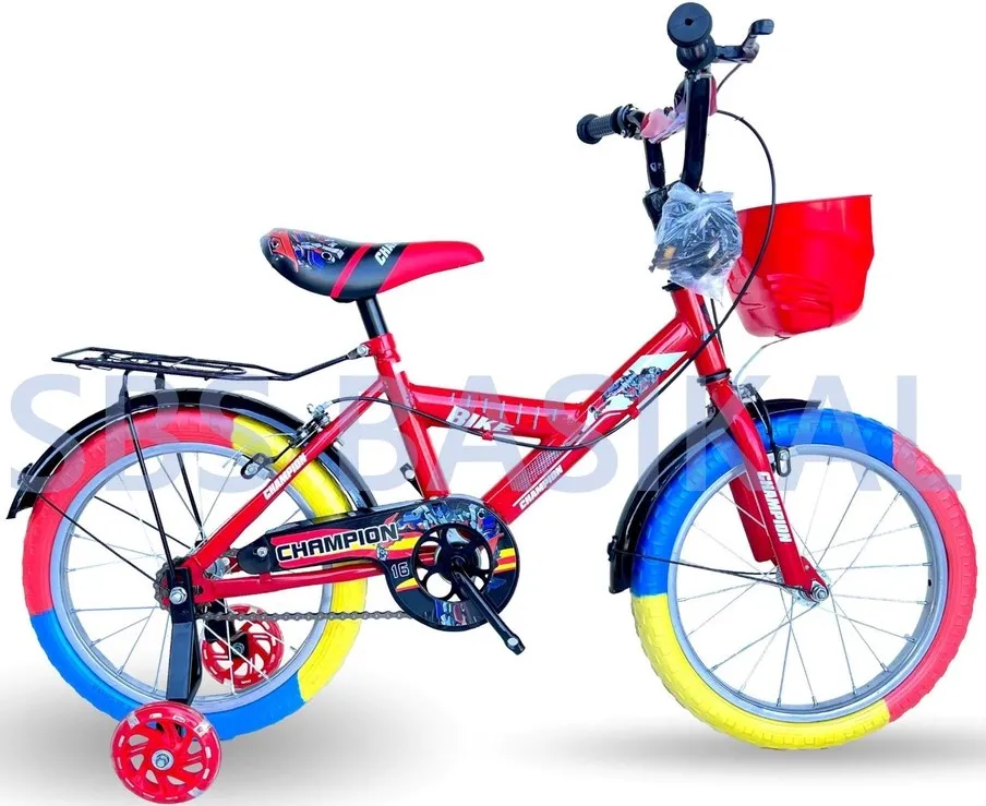 PROMOTION NEW CHAMPION KIDS 16"ER WITH BASKET SIDE WHEEL BICYCLE BASIKAL -FACTORY