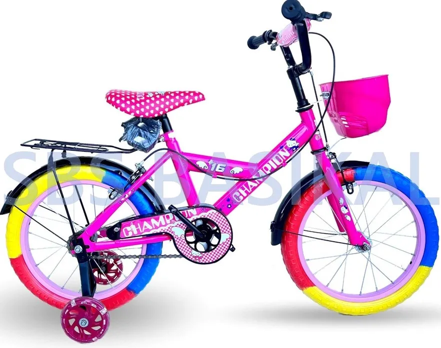PROMOTION NEW CHAMPION KIDS 16"ER WITH BASKET SIDE WHEEL BICYCLE BASIKAL -FACTORY