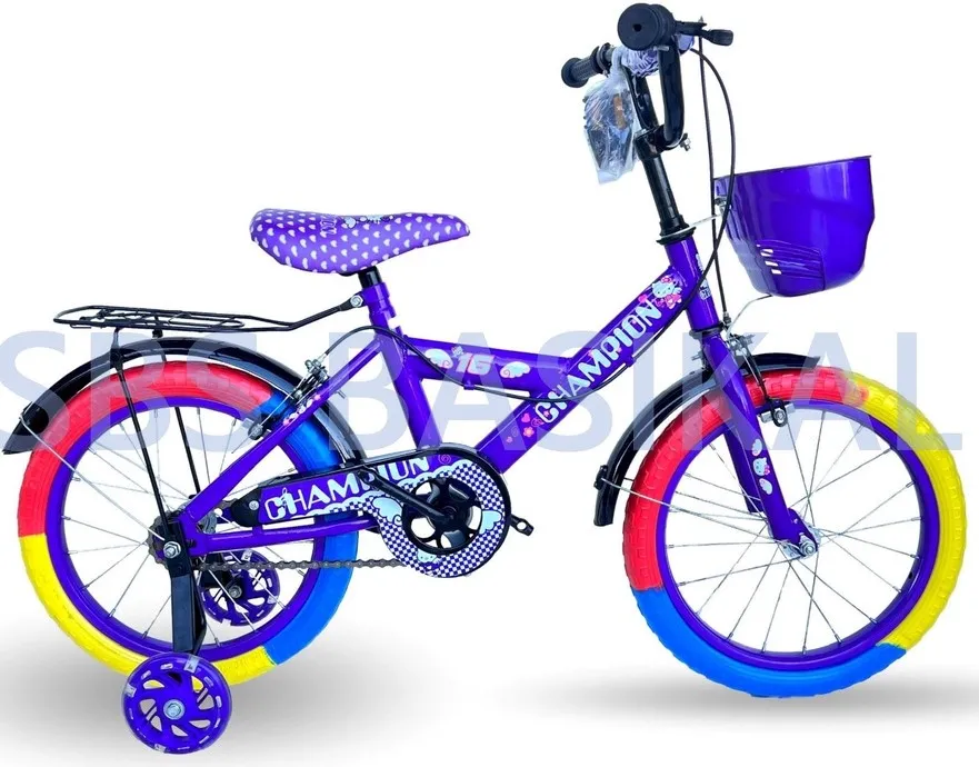 PROMOTION NEW CHAMPION KIDS 16"ER WITH BASKET SIDE WHEEL BICYCLE BASIKAL -FACTORY